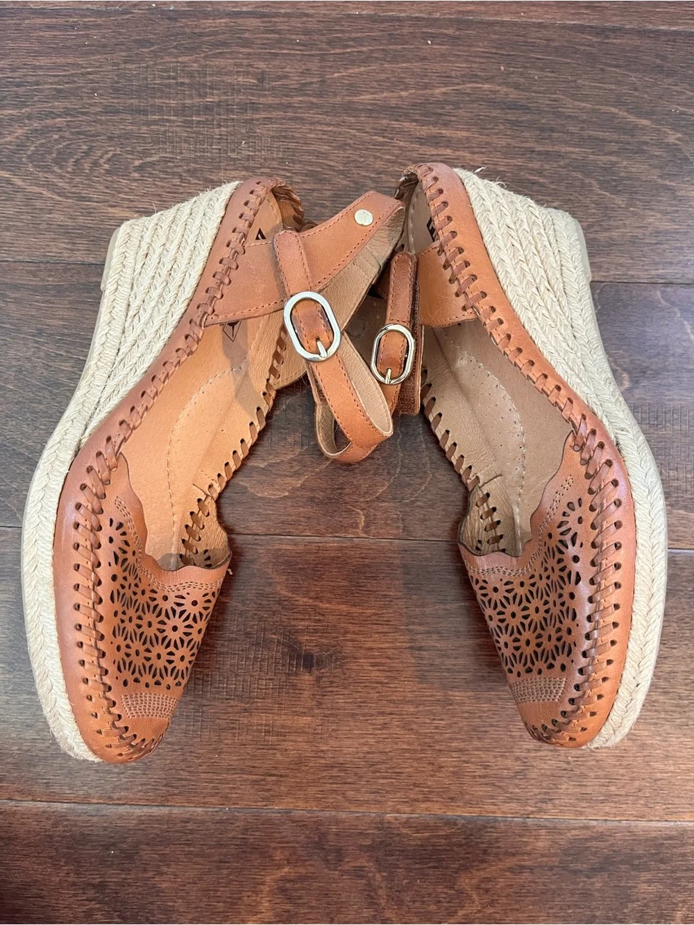 PIKOLINOS Vila Brown Leather Wedge Sandals